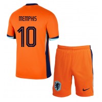 Camiseta Países Bajos Memphis Depay #10 Primera Equipación Replica Eurocopa 2024 para niños mangas cortas (+ Pantalones cortos)